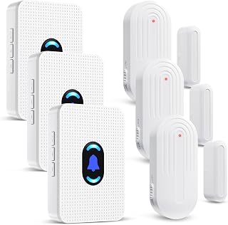Wireless Door Chime, Daytech Door Sensor Alarm with 5 Volume for Bussiness Store Office Home When Entering, Door Ring Bell Alert 3 Transmittlers + 3 Receivers