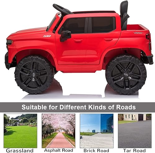 Miniatura 5 de Chevrolet Silverado - Vehículo eléctrico de 12 V para niños y niñas con control remoto para padres 2 velocidades 4 ruedas luces LED música blanco