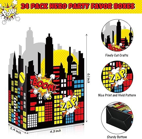 Miniatura 2 de Outus 24 cajas de recuerdos de fiesta, cajas de dulces con temática colorida, cajas de cartón para regalos, cajas de galletas para niños,