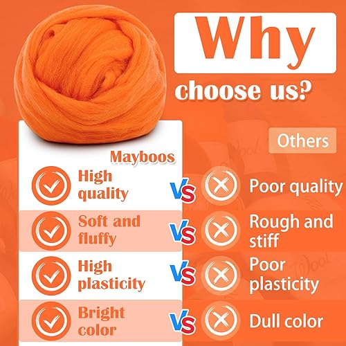 Miniatura 13 de Mayboos Hilo de lana para hilar, lana natural de color de 1.76 onzas, suministros de fieltro de lana pura, hilo grueso para fieltro húmedo, Color2