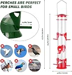 2 Packs Oiseaux Feeder Tube Feeding Feeders, 6 Port Wild Bird Feeders Premium Plastique dur avec cintre en acier imperméable et imperméable Idéal pour attirer les oiseaux 18.2 Poches grandes (rouge) + Vert)