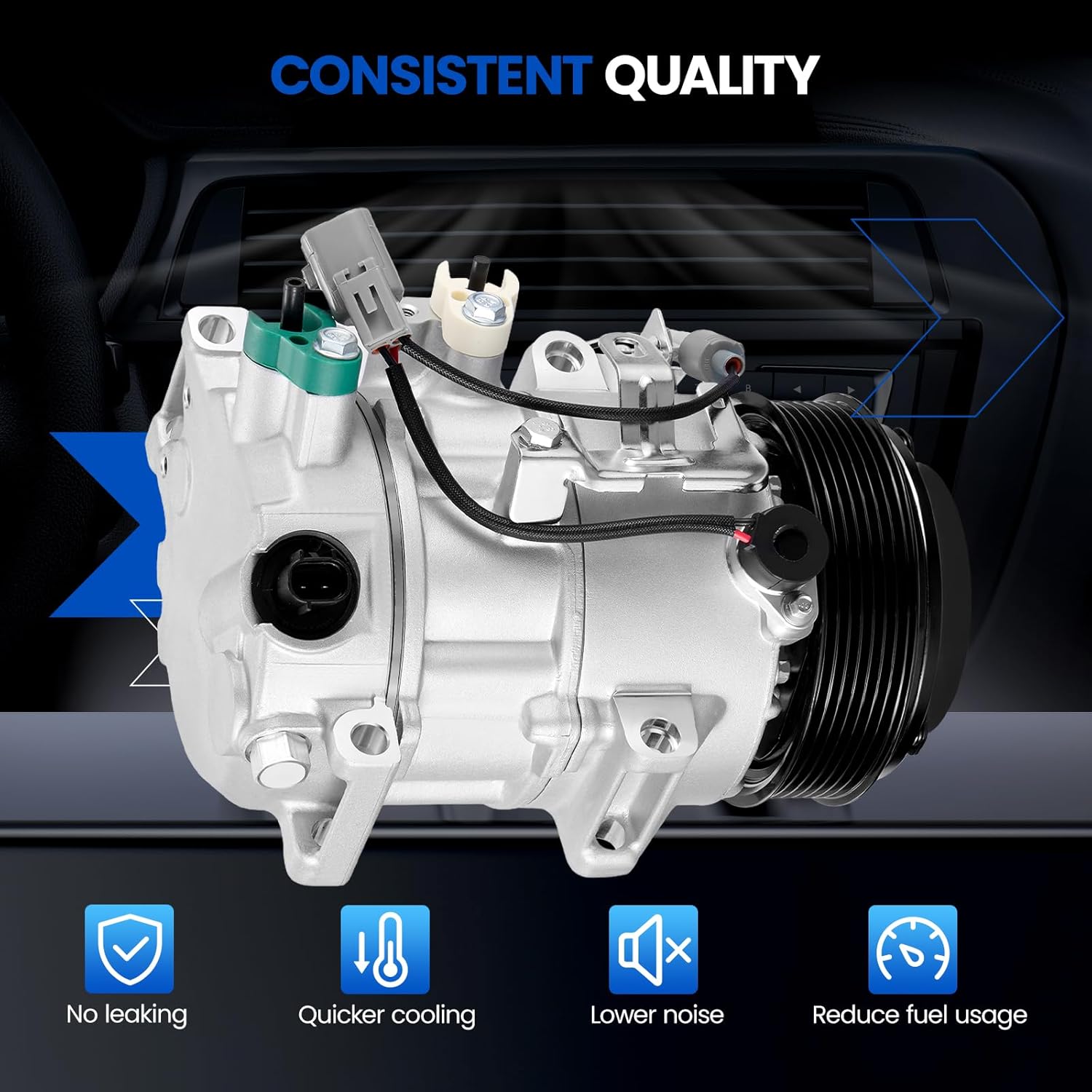 639852 Air Conditioning A/C Compressor with Clutch Compatible with Toyota Avalon (2008-2012), for Camry (2007-2011) Sedan, V6 3.5L Gas
