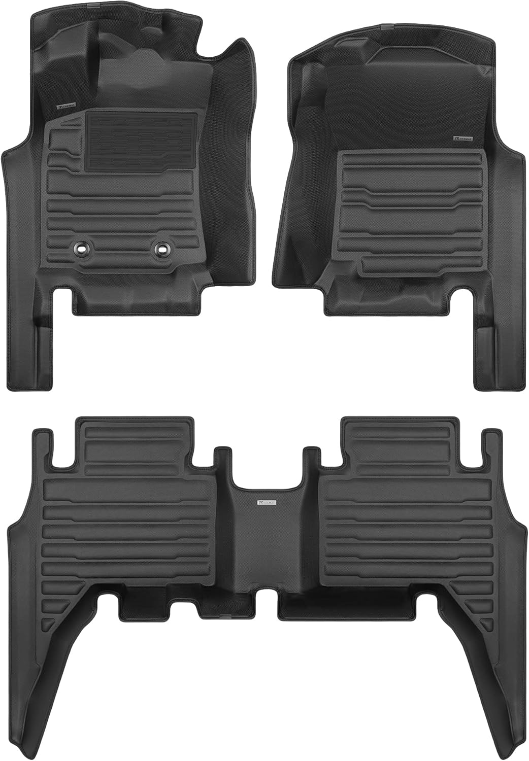 TuxMat - for Toyota Tacoma 2016-2023 Models - Custom Car Mats - Maximum Coverage, All Weather, Laser Measured - This Full Set Includes 1st and 2nd Rows Black