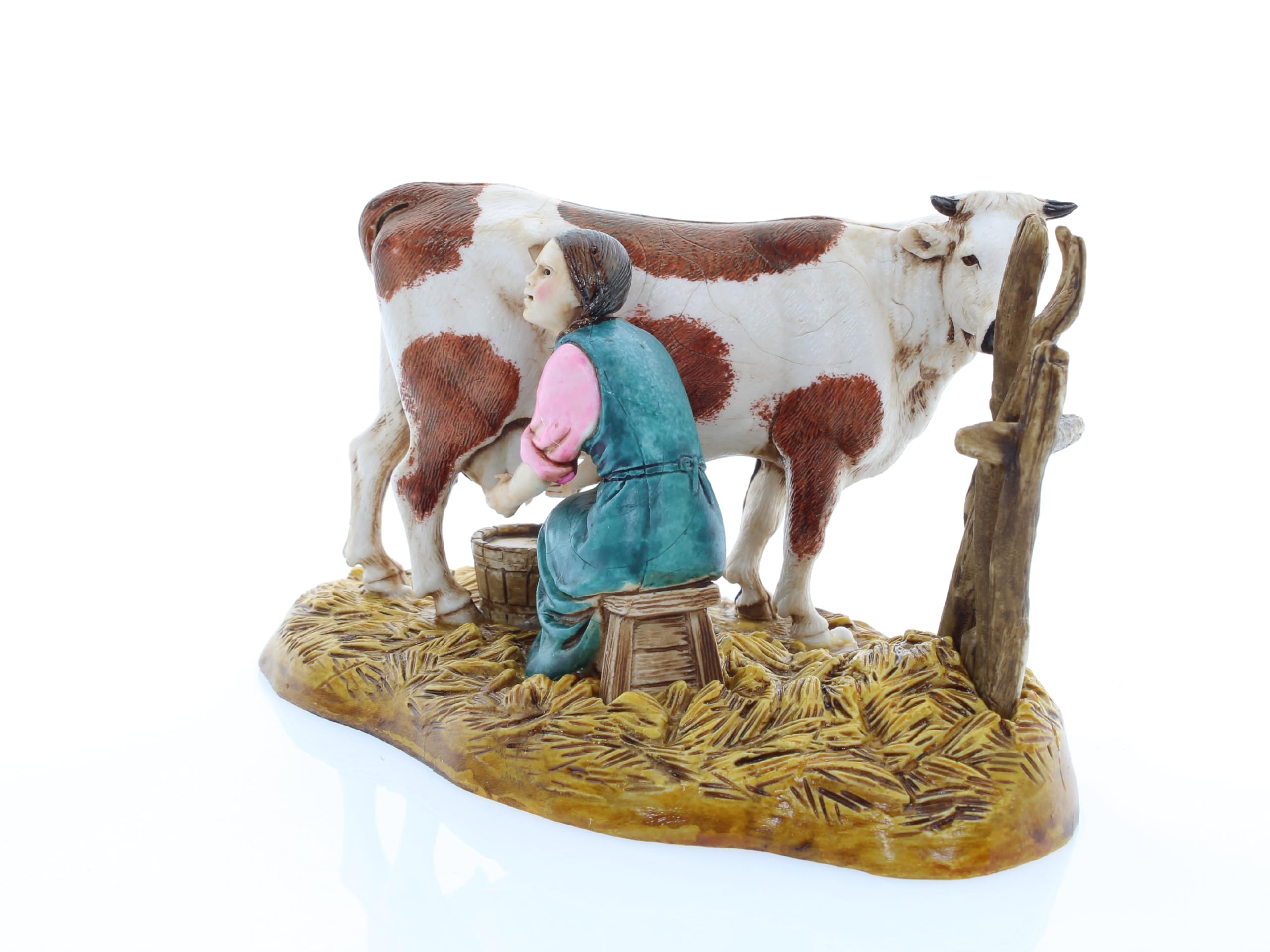 Moranduzzo Femme Qui Traie pour Crèche de 10 Cm Échelle 1:20 - Figurines de Crèche Indestructibles - Style 700', Peinture Finition à la Main, Produit Officiel, Fabriqué en Italie, Sculpteur M. Landi