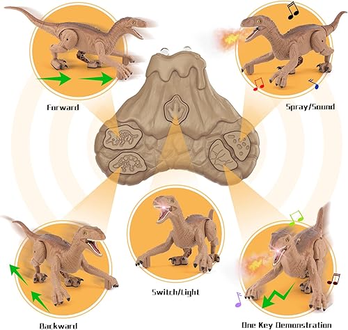 Miniatura 4 de Juguetes de dinosaurio con control remoto para niños de 3-5, 8-12, regalos interactivos de dinosaurios para niños y niñas de 4, 6, 7, 9, 10, 11,