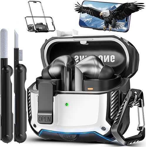 Miniatura 21 de Lock Fit Diseñado para Samsung Galaxy Buds3 FE (2025) / Buds3 Pro (2024) / Funda Buds 3 (2024), con kit de limpieza Cuerpo completo Diseño de