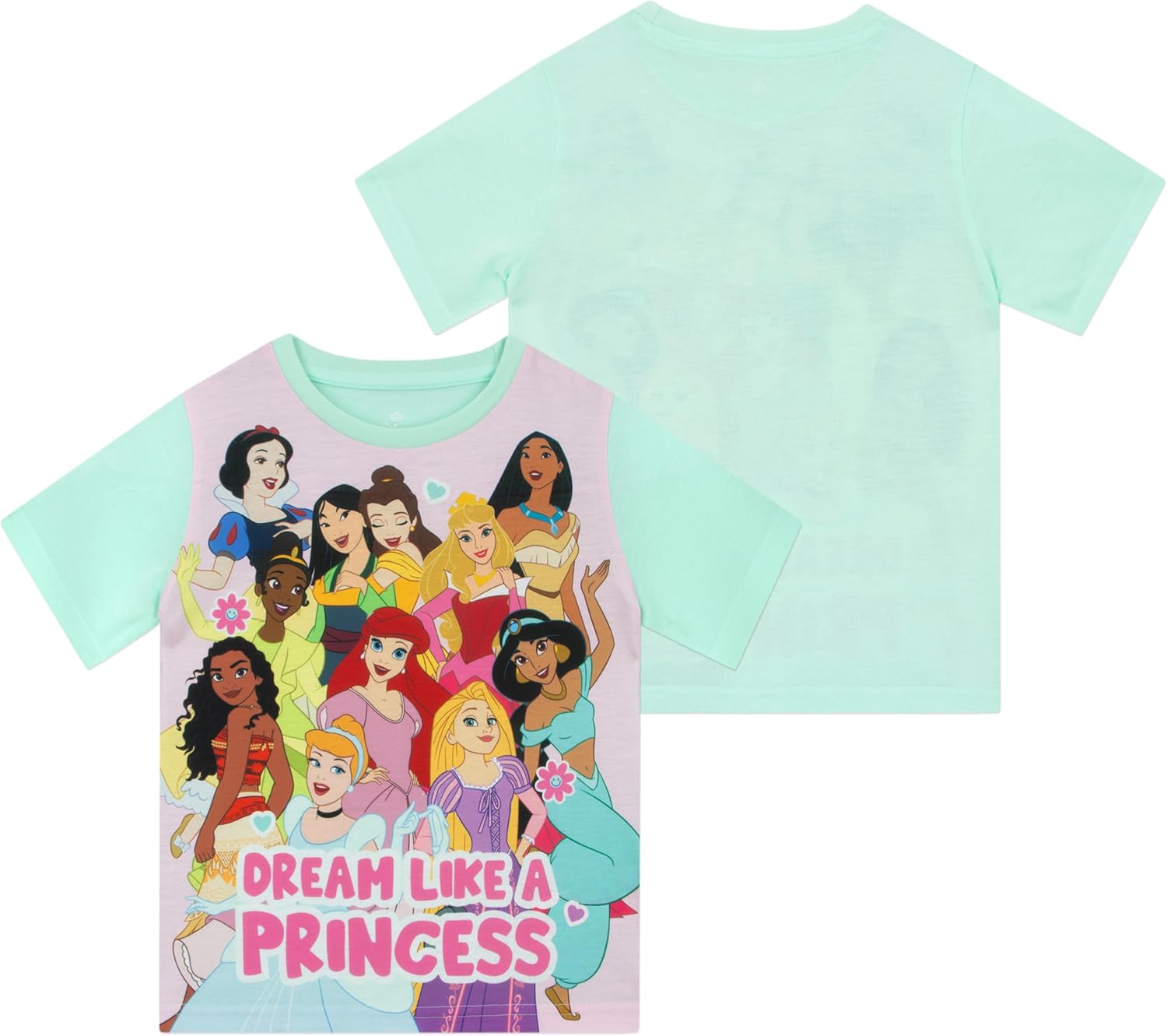 Disney Pajamas, Short Sleeve Princess Pjs, Girls Pajamas For Summer, Cute Pajama Set, Princess Pj Sets, Green 5