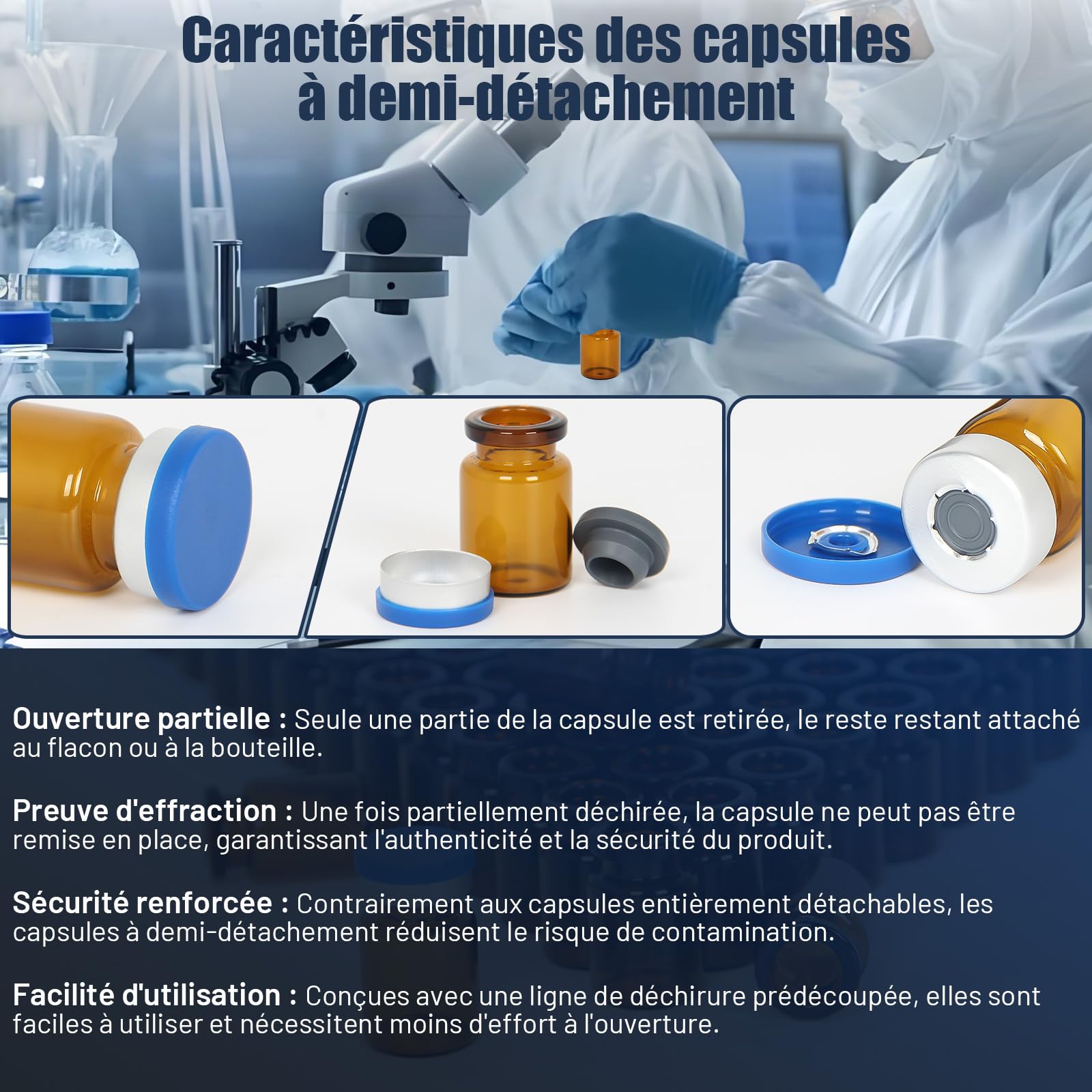 Chudeng Flacons en Verre de 3 ml - Flacons en Verre Ambre avec Bouchons Rabattables et Bouchons en Caoutchouc, Paquet de 100, Flacon de Laboratoire à Fond Plat de 20 mm