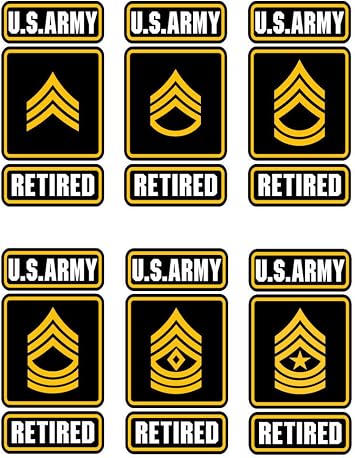 Edward & Co Sticker U.S Army Enlisted Ranks Decal United States Military for Car Truck Window Laptop Bumper SGTSSGSFCMSG1SGSGM 2.5 w x 5.0 h in Master Sergeant E-8, BlackYellowWhite