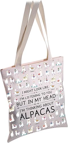 Miniatura 2 de CMNIM Bolsa de mano de alpaca, regalos divertidos de alpaca para amantes de la alpaca, llama, alpaca, hombro, compras, playa, bolsa reutilizable