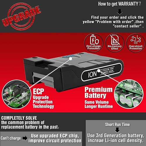 Miniatura 2 de TenHutt Batería de repuesto de litio XBAT200 de 3.0 Ah 25.2 V para aspiradoras inalámbricas Shark ION Rocket ION Flex 2X Power Pack Battery