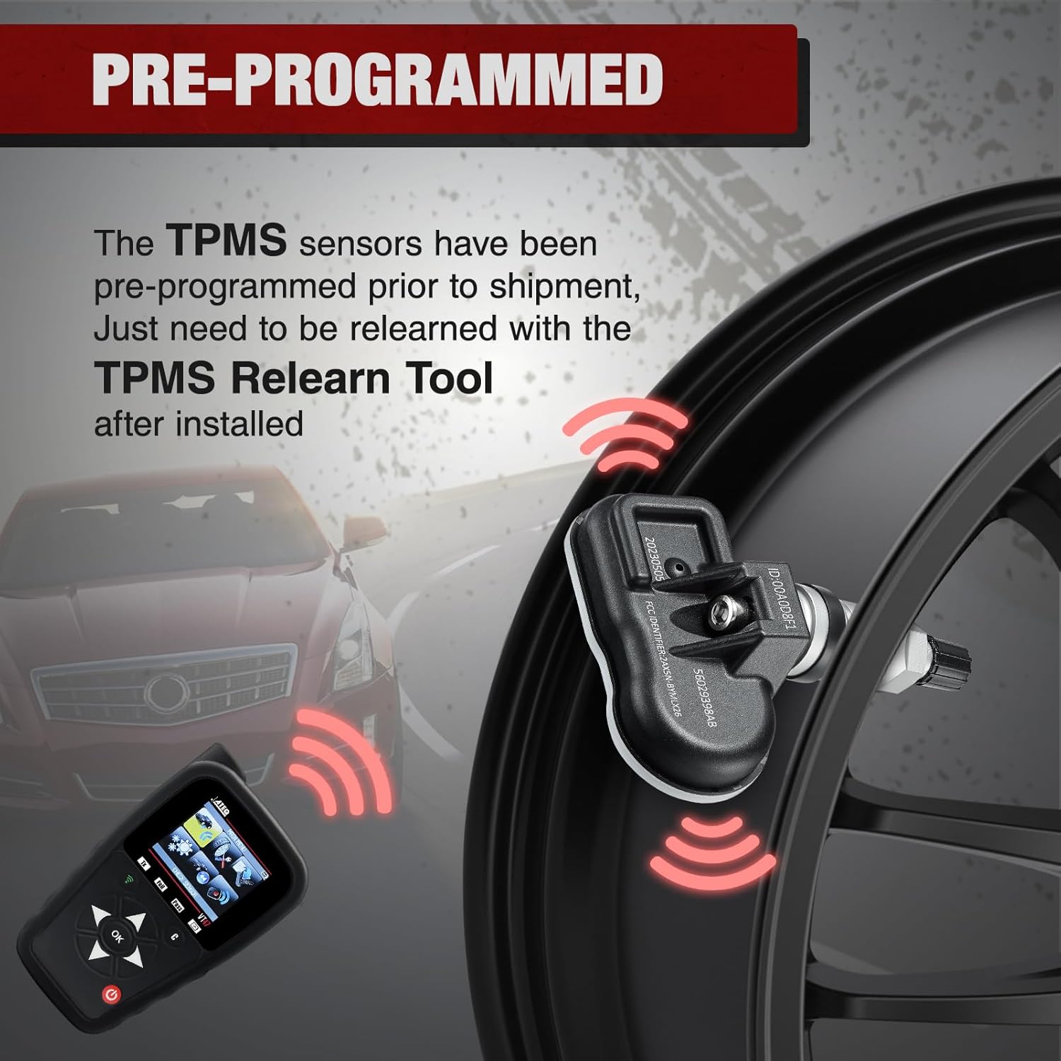 BDFHYK Upgrade TPMS Tire Pressure Monitoring System Sensor 433MHz Compatible with Jeep Wrangler JK Dodge Ram Charger Replacement for 56029398AB 68142397AA 68241067AA 68241067AB