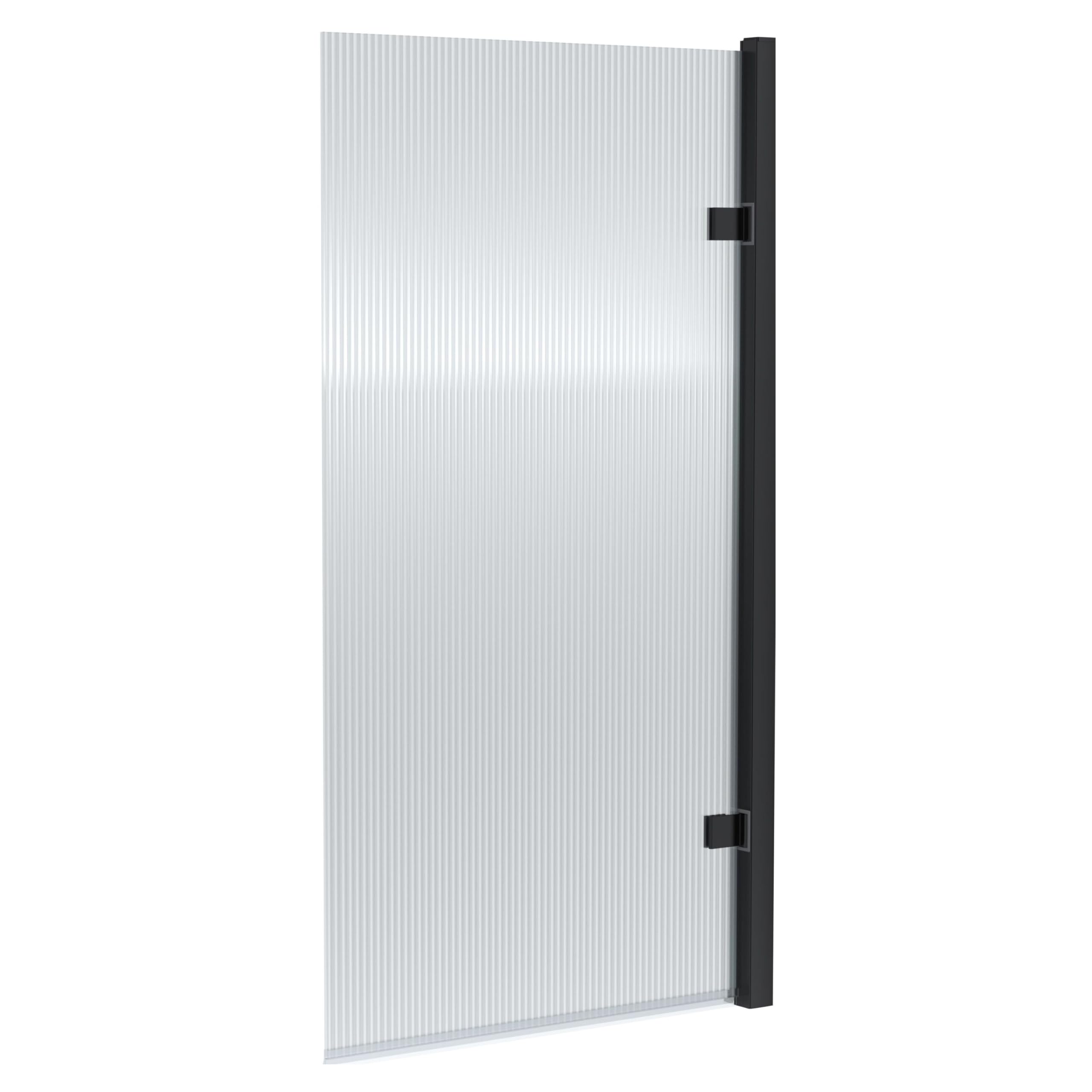 Balterley Contemporary 8Mm Toughened Safety Glass Square Hinged Fluted Bath Screen - 1520 X 830 X 24Mm - Matt Black