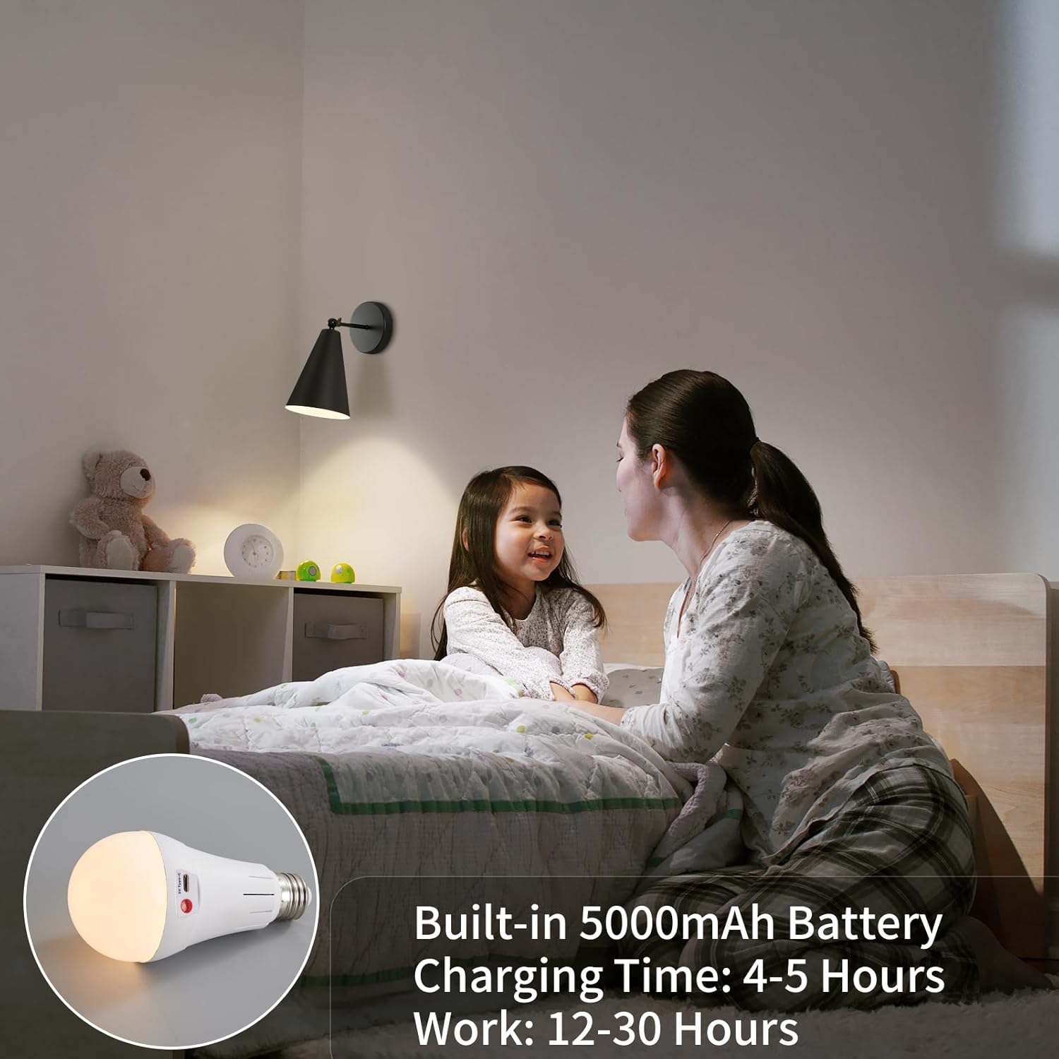 Black Battery Operated Wall Sconces with Remote, 5000mAh Rechargeable Battery Powered Wall Lights, Color Temperature, Dimmable,Wireless Wall Mounted Lighting for Bedroom Bedside, 1 Pack