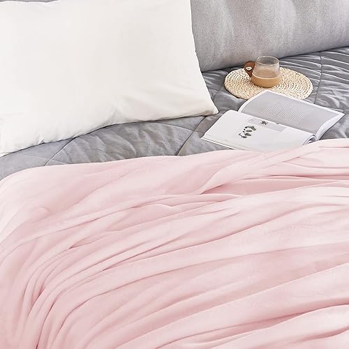 Miniatura 6 de NICETOWN Manta de forro polar rosa para sofá, suave y mullida manta de regazo de franela de lujo para niños, súper acogedora y cómoda para otoño e
