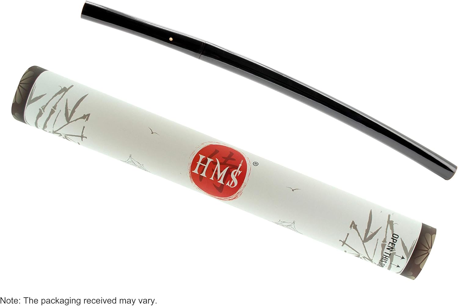 HMS Fully Functional Kill Bill O-Ren Ishii Shirasaya Wakizashi, 1095 Carbon Steel Clay Tempered, Full Tang, Sharp, Black Scabbard and Handle, Certificate