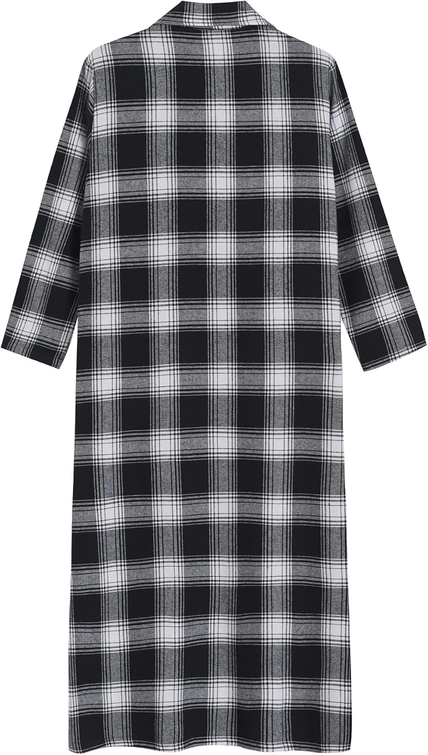 Latuza Women's Long Flannel Nightgown Long Sleeve Full Length - Image 2