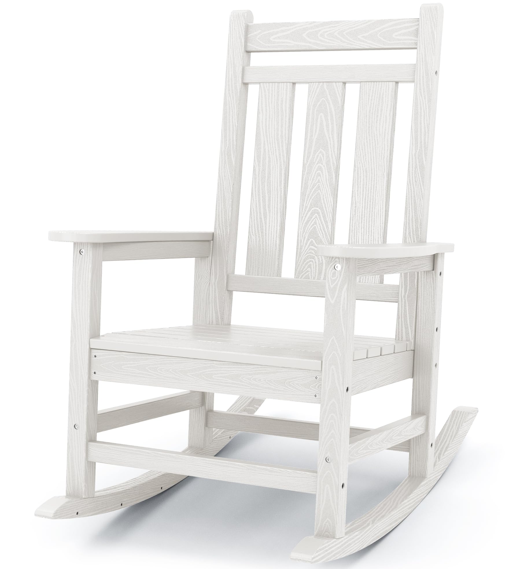 KINGYES Oversized Outdoor Rocking Chair, HDPE Patio Rockers, White