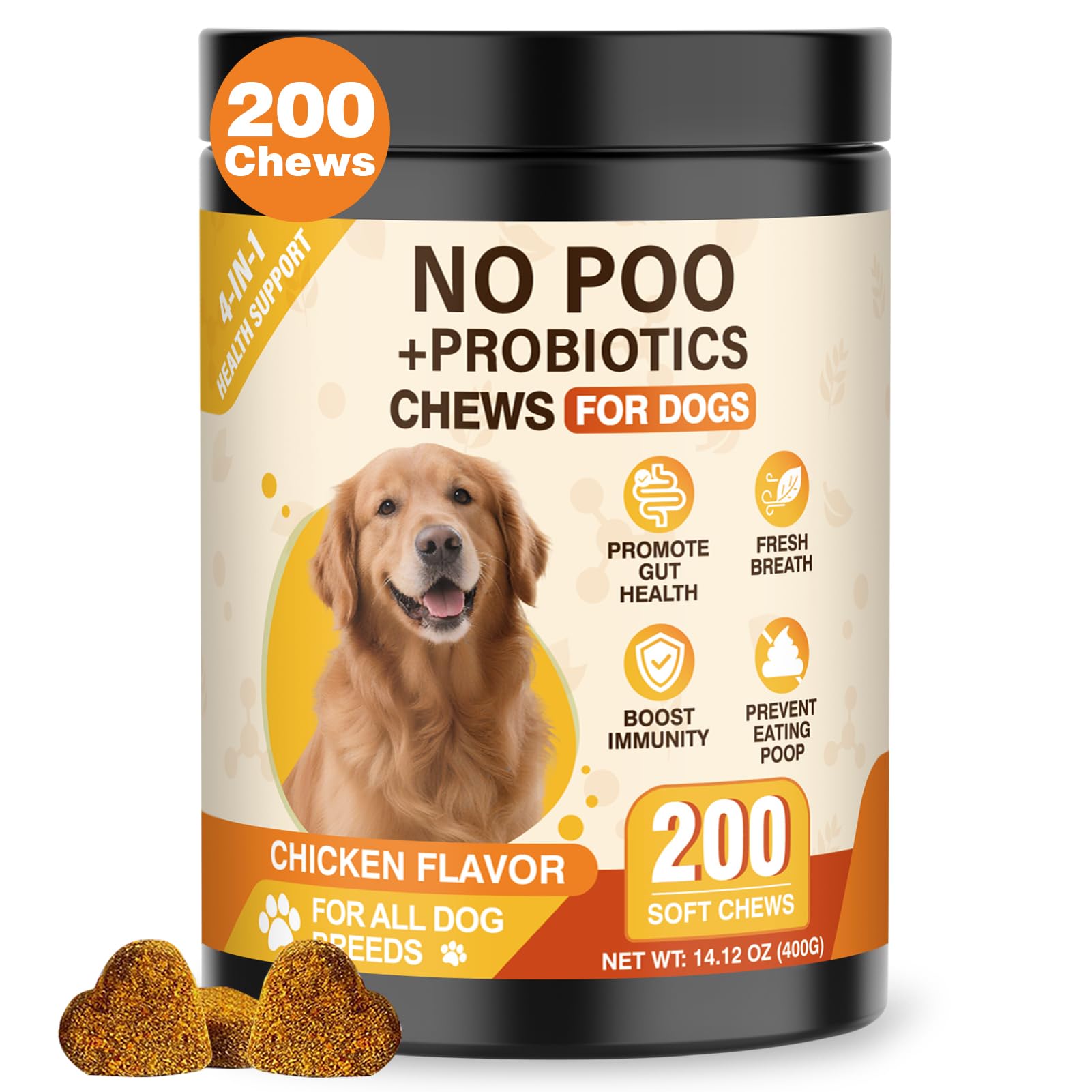 No Poo Coprophagia Chews for Dogs 200 ct Probiotics Stop Eat Stool-Chicken