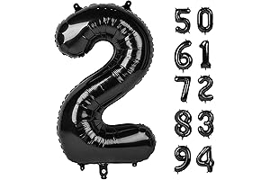 Gigantic Number 2 Foil Balloon in Black for Birthday Celebrations