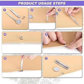 180 Sets Rivets for Leather, 3 Sizes Leather Rivets Kit Metal Double Cap Tubular Studs Rivet with Fixing Tool Kit for Bag Making