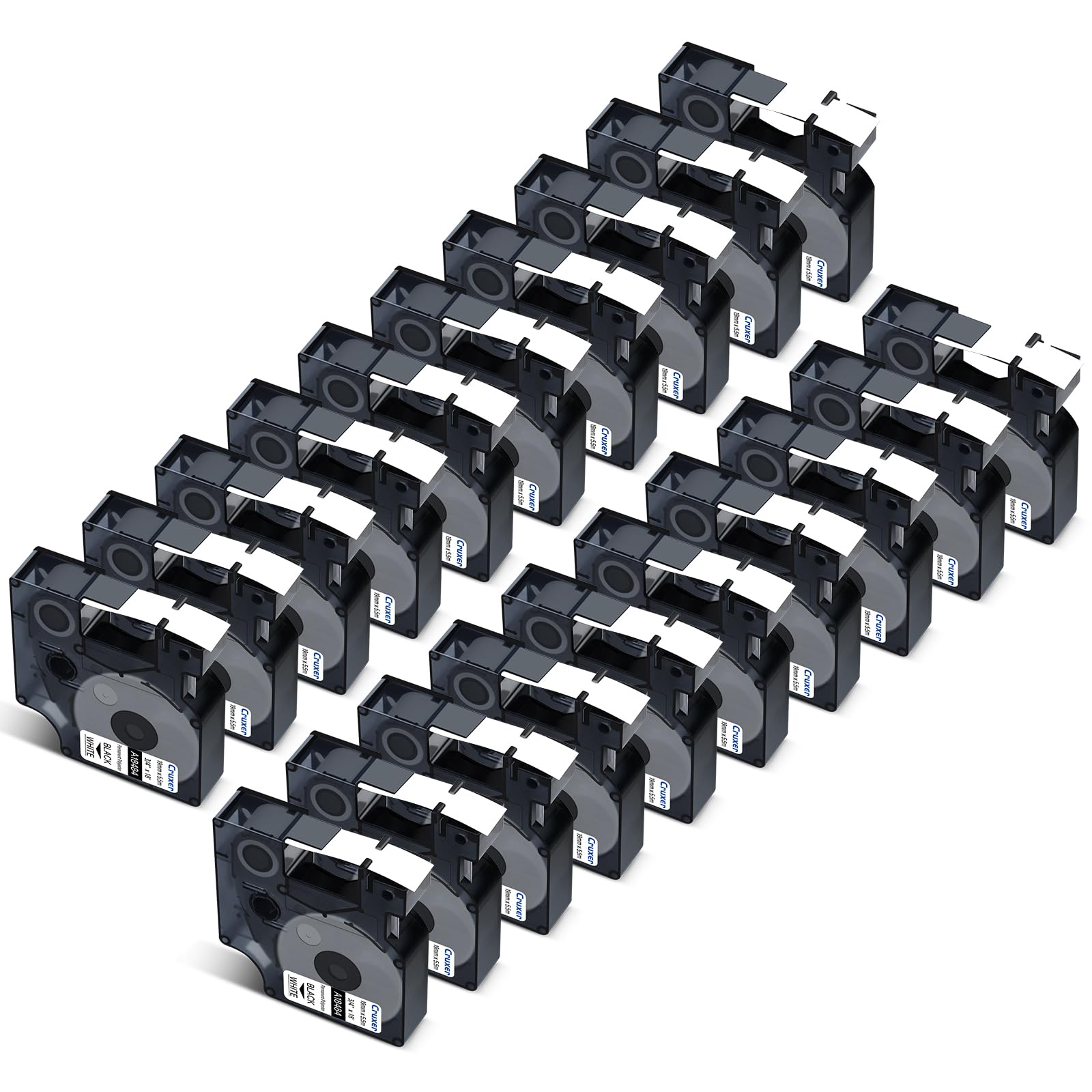 Cruxer Pack de 20 cintas de etiquetas de poliéster compatibles con Dymo IND A18484 S0718220, negro sobre blanco, 19 mm x 5,5 m, repuesto para Dymo Rhino 4200 5000 5200 6000 ILP 219 3M PL150 3M PL200