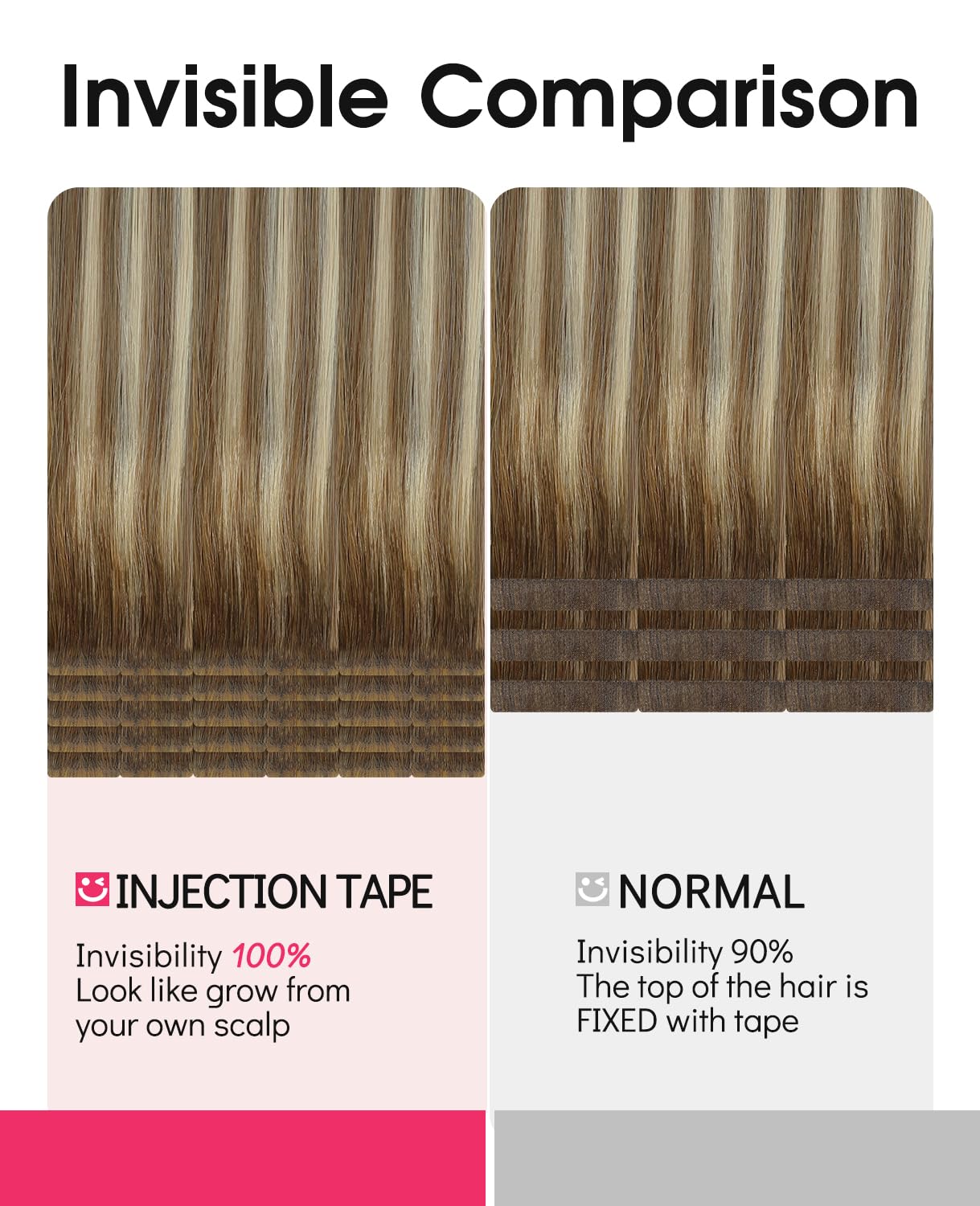 Youngsmile Invisible Tape in Hair Extensions Human Hair 20pcs 45g Balayage #3/8/22 Walnut Brown to Ash Brown and Golden Blonde 20 Inch Injection Tape Hair Extensions Remy Human Hair (#3/8/22,20'')