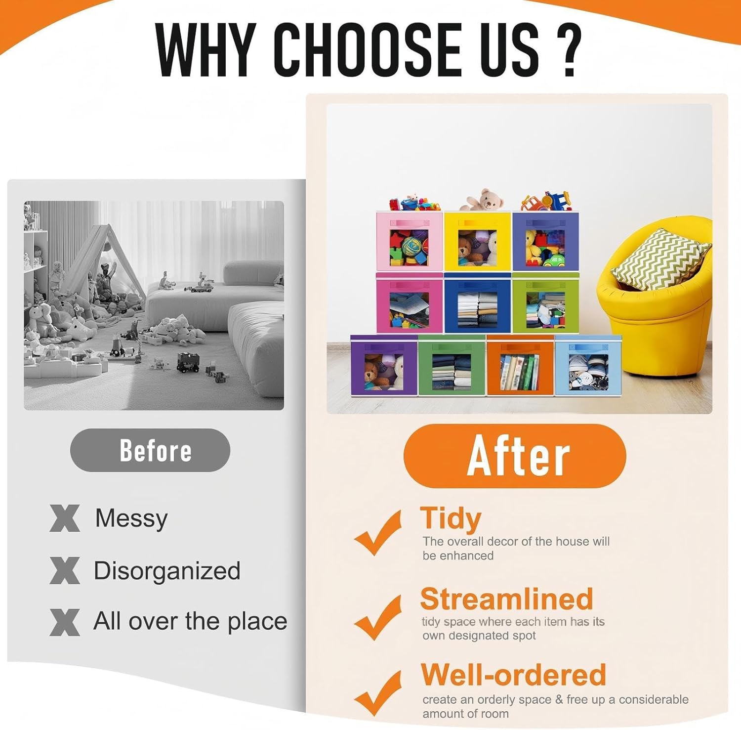 10 Pcs Fabric Storage Cubes with Lids and Clear Windows 11x11 Inch Foldable Closet Organizer Bins Aesthetic Rainbow Storage Bins for Shelves Dorm Essentials Craft & Office Organization