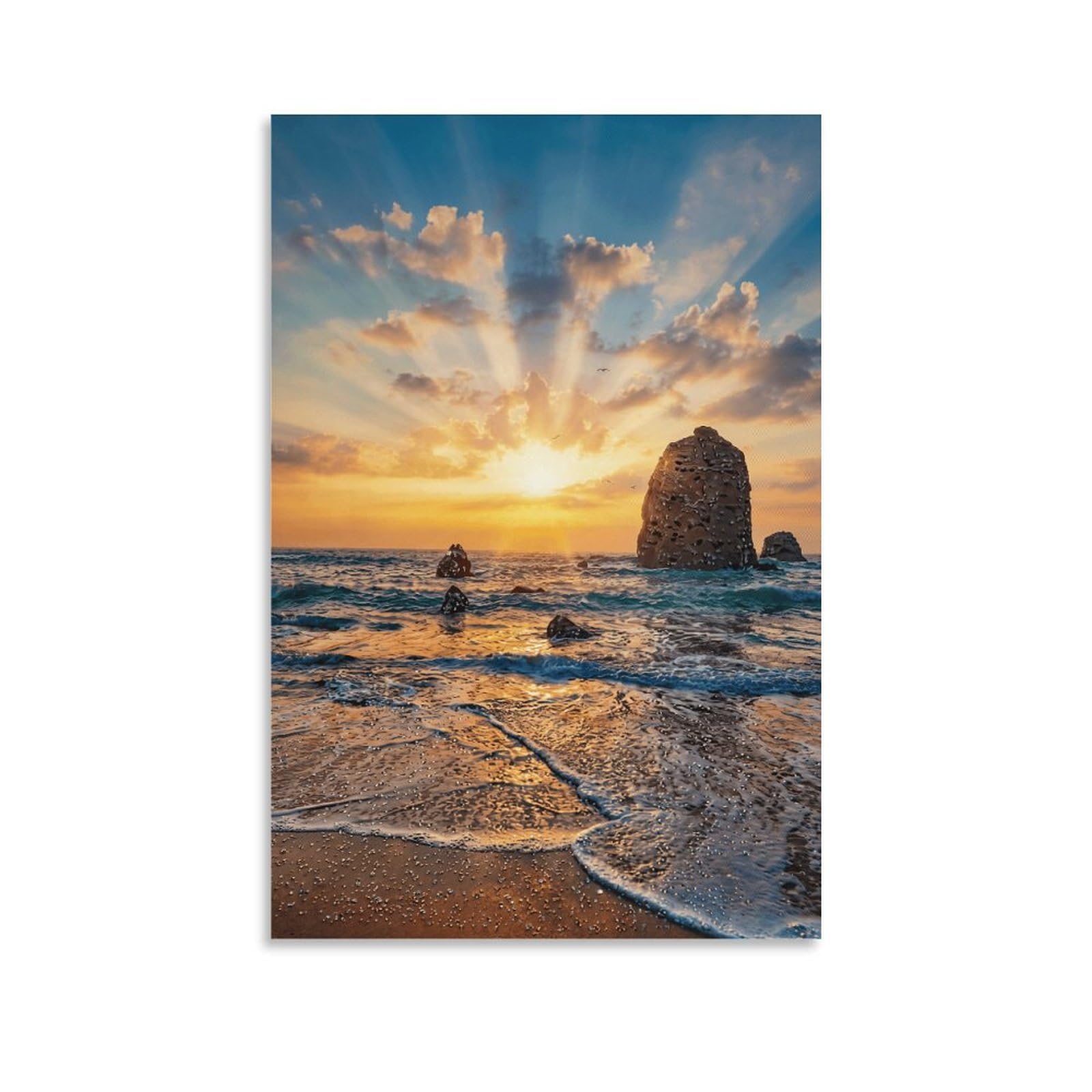 XPASHIQWC Sunset Coast Poster Artwork Giclee Canvas Prints Modern Canvas Wall Art Picture Wall Hanging for Living Room Home Decorations 20x30inch(50x75cm)