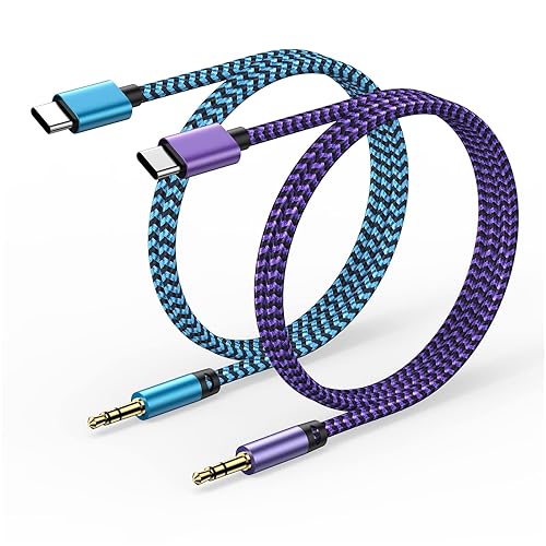 Samsung S24 Ultra USB C a 0.138 in Audio Aux Jack Cable de 0.138 in Tipo C a Aux Cable macho Cable trenzado auxiliar para Galaxy S24 S25 S23 S22 S21