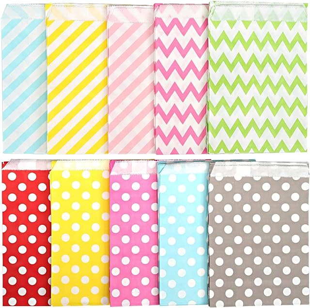 Kesote 100Pcs Paper Bags Treat Bags Candy Bags Sweet Bags Gift Bags Party Goody Bags Grocery Bags for Wedding Baby Shower Birthday Celebration Party