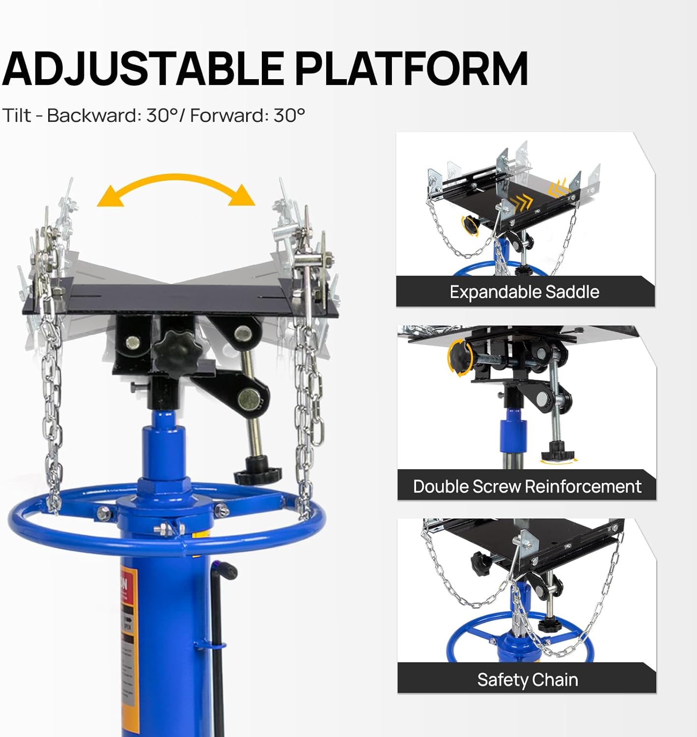 Bonnlo Transmission Jack, 1660 LBS Hydraulic Telescoping Transmission Jack, 34" to 68" Lifting Range, with Wheel Locks, Blue