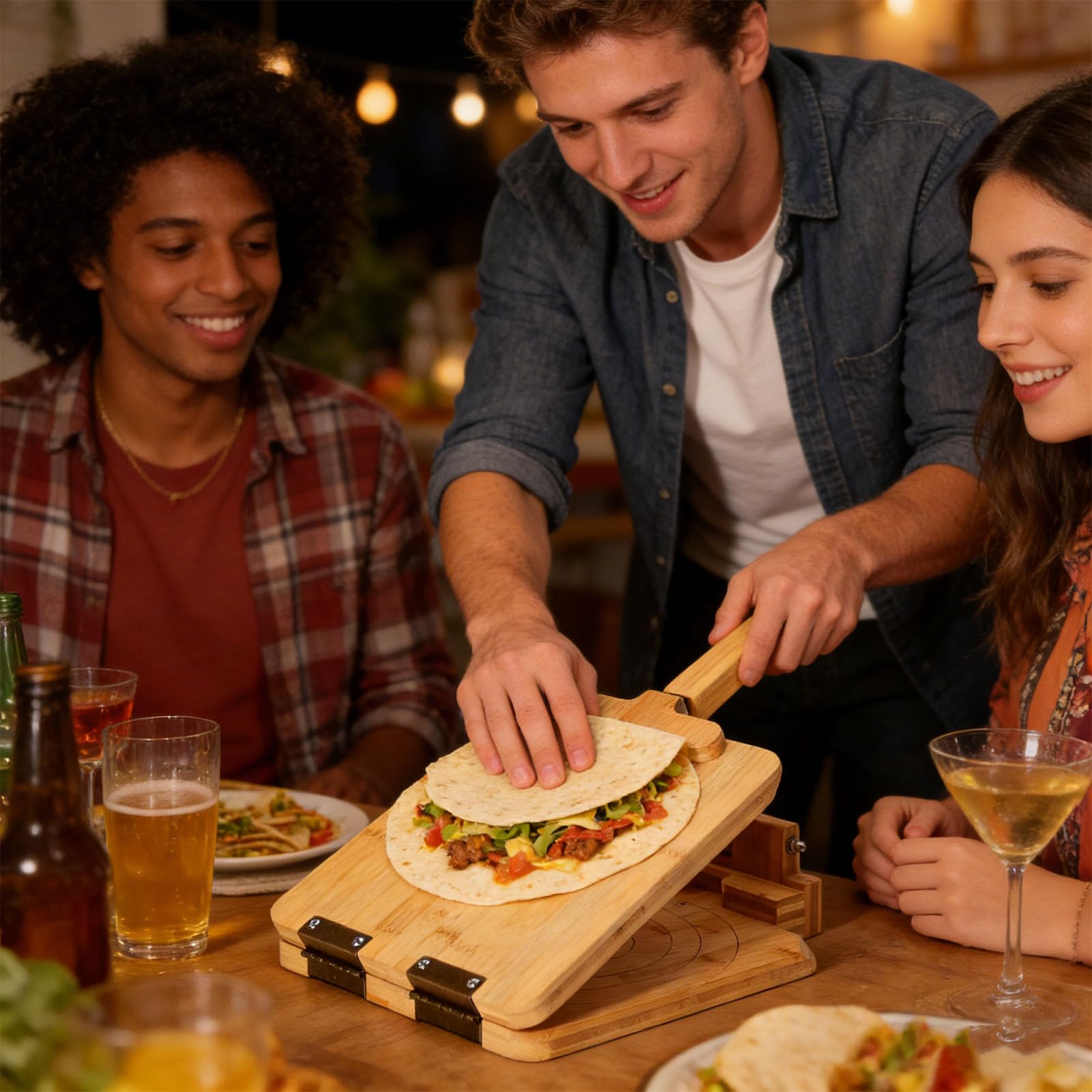 Pressa per impasti artigianali in legno per crepe fatte in casa con pressa elettrica per impasti in metallo