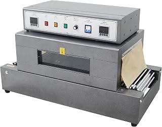 Shrink Wrap Machine Chain Type Heat Shrink Packaging Machine Electric Tunnel Packaging Equipment with Transparent Furnace for POF PVC (15.8X7.9inch Max Shrink Size) 220V