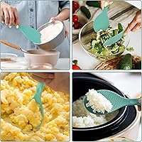 Vista 6 de FireKylin Cuchara de arroz de silicona con paleta antiadherente y soporte, cuchara para olla arrocera resistente al calor, cuchara para servir