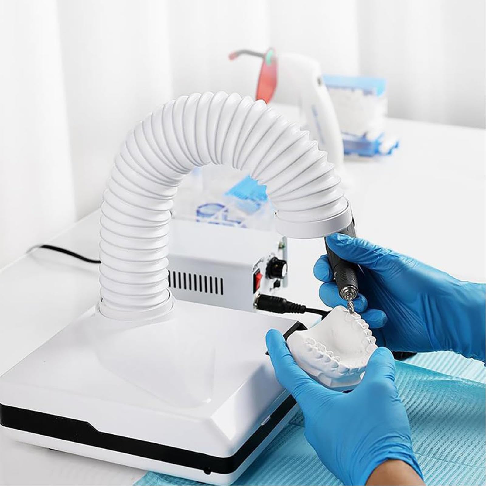 Aspiratore per Polveri per Lucidatura da Tavolo, Aspirapolvere per Lucidatura Dentale per Unghie con 3 Luci LED, Due Modi di Utilizzo, Tubo Flessibile con Rotazione a 360° per Laboratorio