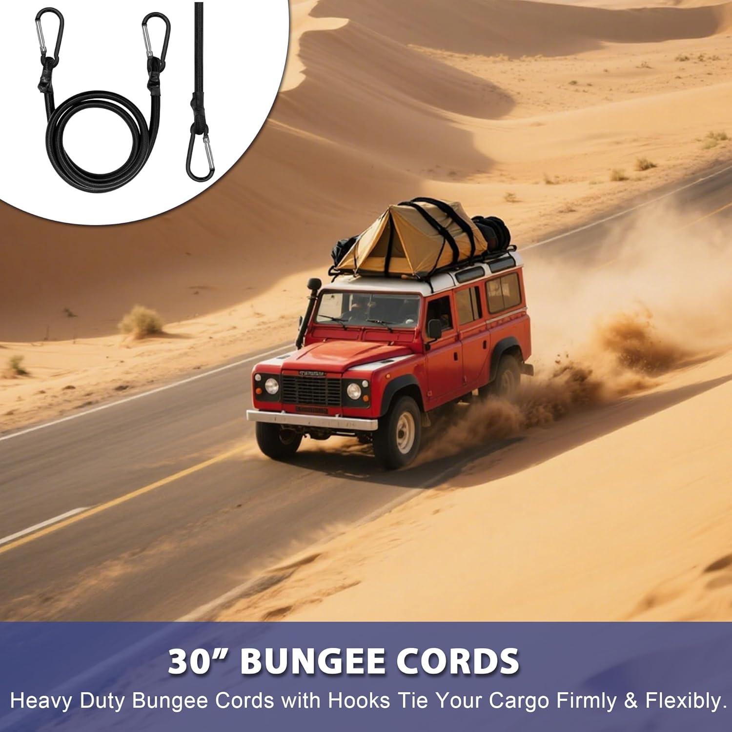 2pcs Black Bungee Cords with Closed Hooks – 30in 90cm – Durable & Elastic for Multipurpose Use