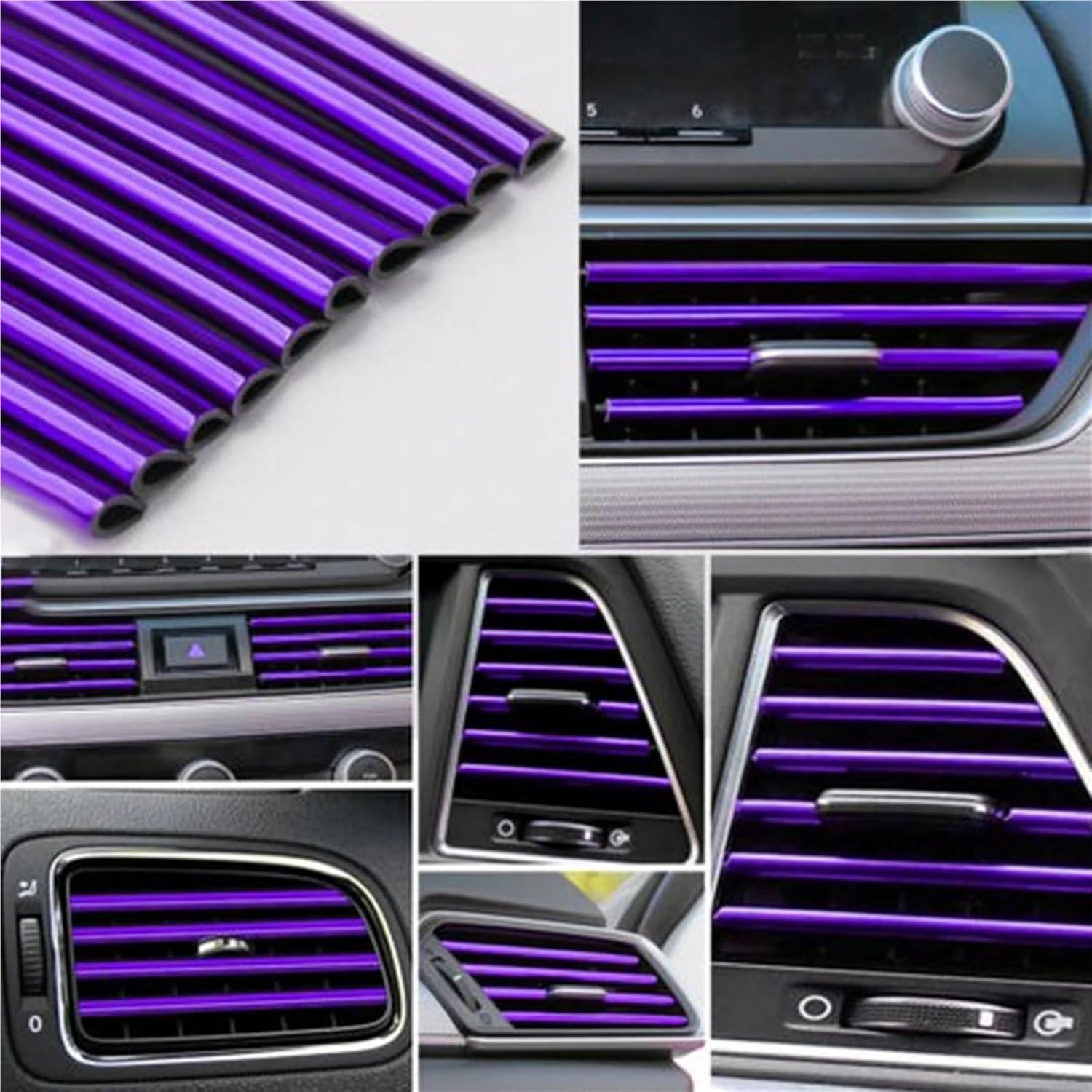 20/10PCs Car Air Conditioner Air Outlet Decoration Strip Cover Interior Accessories Purple/Ice Blue/ice Red Decorati 200x8x4mm(20 ice Blue)