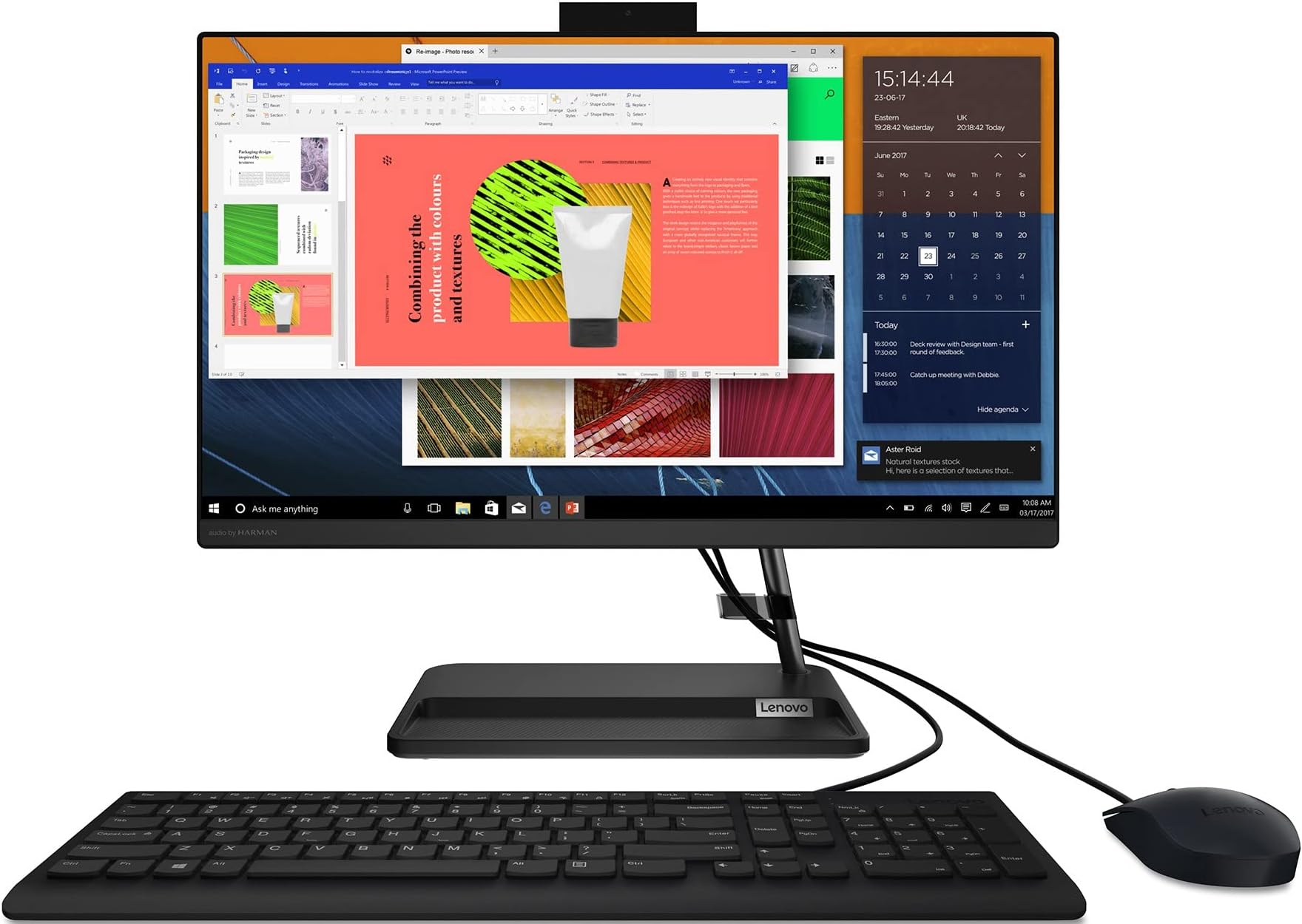 Lenovo IdeaCentre AIO 3 11th Gen Intel Core i3 21.5" FHD IPS 3-Side Edgeless All-in-One Desktop with Alexa Built-in (8GB/512GB SSD/Windows11/Office 2021/HD 720p Camera/Speakers/Wired Keyboard & Mouse)
