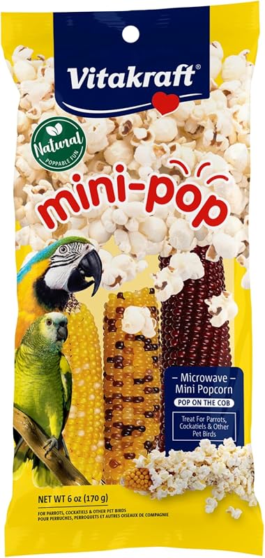 Mini Pop Treat para pájaros 6 oz – Maíz de un solo ingrediente para refrigerios y enriquecimiento – Sirva directamente reventado o sin reventar – Envasado por peso con minerales naturales y nutrientes esenciales