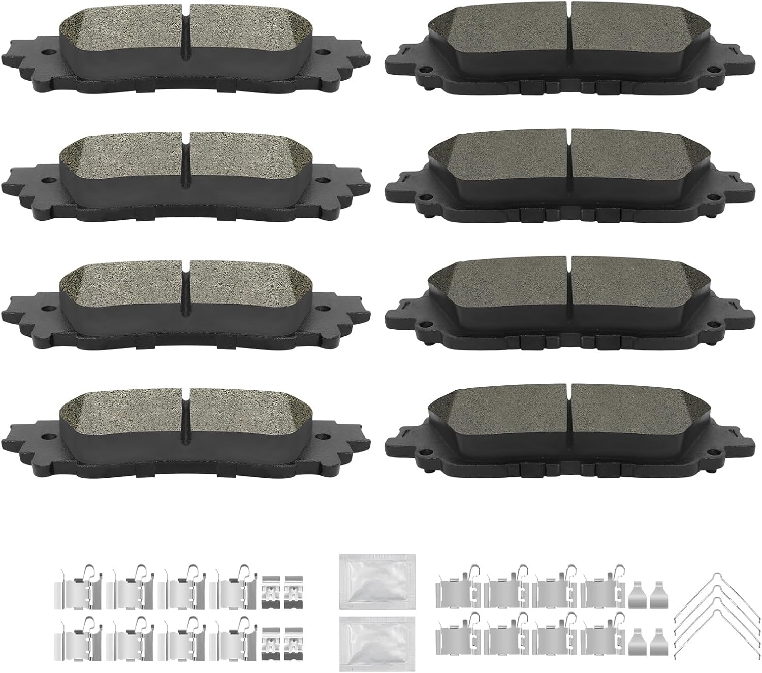 Front and Rear Ceramic Brake Pads Kits Fit for Toyota Camry 2018-2024 Avalon RAV4 2019-2022, C-HR Venza Corolla, Lexus ES250 ES350 ES300H UX200 2019-2023