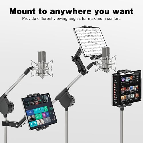 Miniatura 7 de JUBOR Soporte para tablet para soporte de micrófono, soporte para tableta, soporte para teléfono celular para soporte de música compatible con iPad,