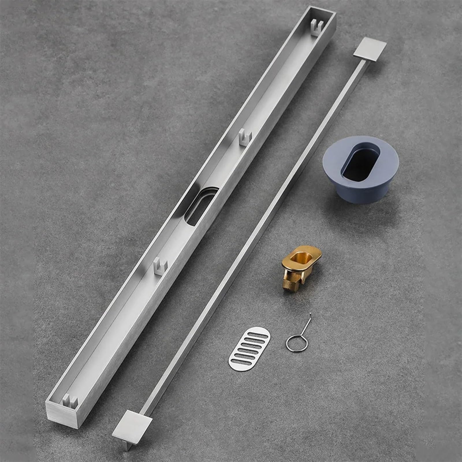 Desagüe de ducha lineal de acero inoxidable 304 cepillado para baño con inodoro estrecho, tira de drenaje larga y gruesa, desagües laterales de 30 cm de largo y 3,2 cm de ancho (cepillado, 5