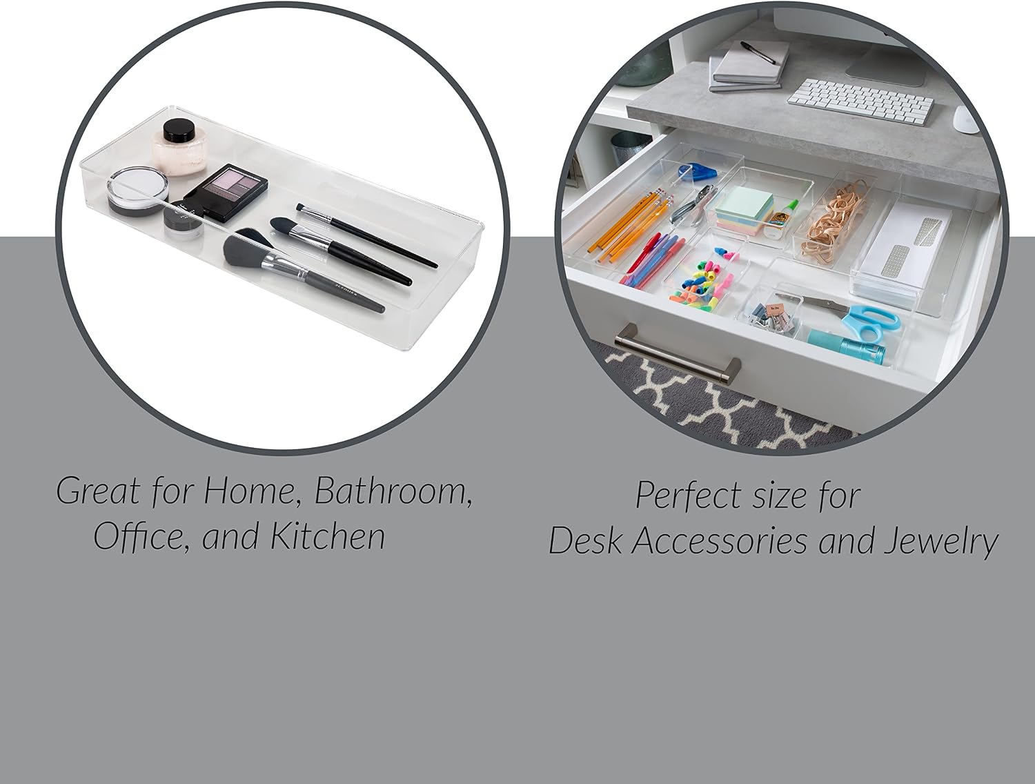Simplify Long, Multi-Purpose, for Jewelry, Cosmetics, Desk Accessories and More Rectangular Drawer Organizer, Super Clear image 4