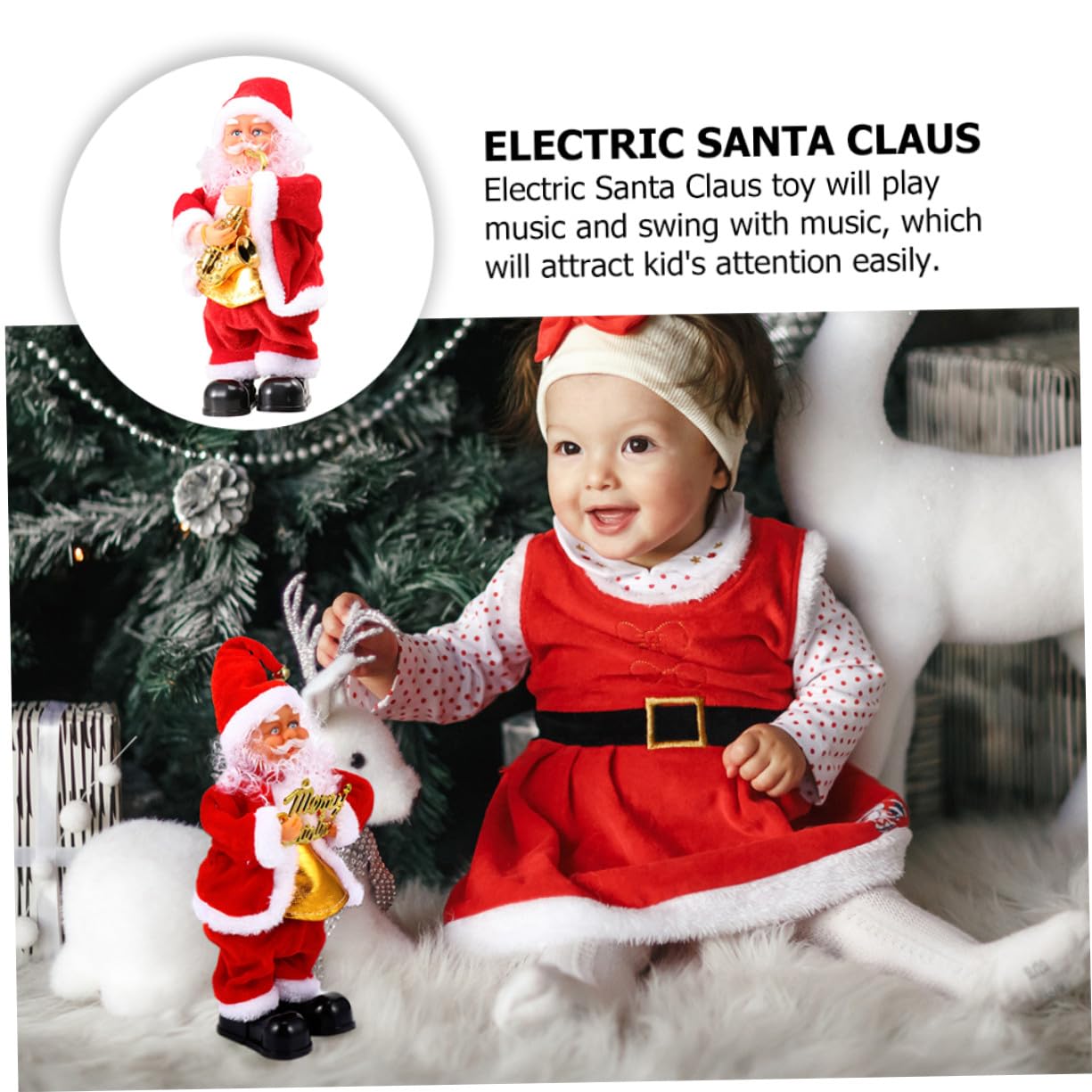 Muñeco Eléctrico Papá Noel Musical con Movimiento para Fiesta de Navidad y Año Adorno Divertido para Decoración Festiva Sin Pilas Varios Estilos