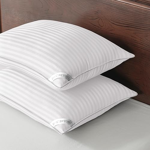 Vista 49 de Basic Beyond - Juego de 2 almohadas de cama para dormir de tamaño King, almohadas alternativas de plumón de lujo, colección de hotel, color negro