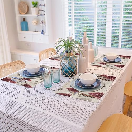 Miniatura 8 de Juego de 4 manteles individuales de decoración moderna para árbol de Navidad, lavables, impermeables, para decoración de mesa de comedor, 18 x 12