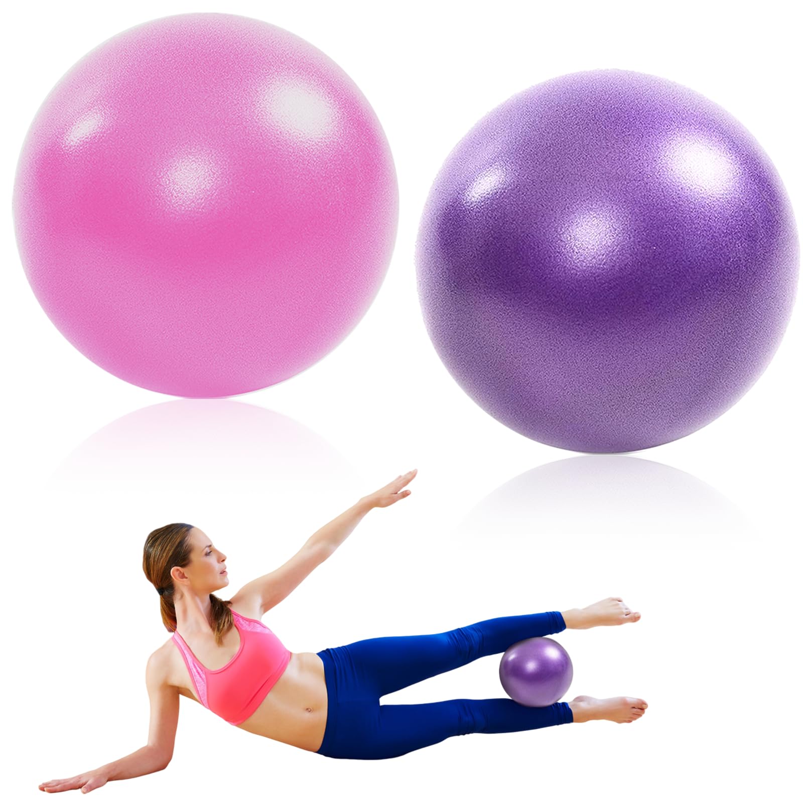 2 Palline Morbide Per Pilates Da 25 Cm, Palla Per Yoga E Fitness, Anti-Scoppio In PVC, Per Equilibrio, Fisioterapia, Gravidanza E Allenamento Core, Con Tubo Gonfiaggio