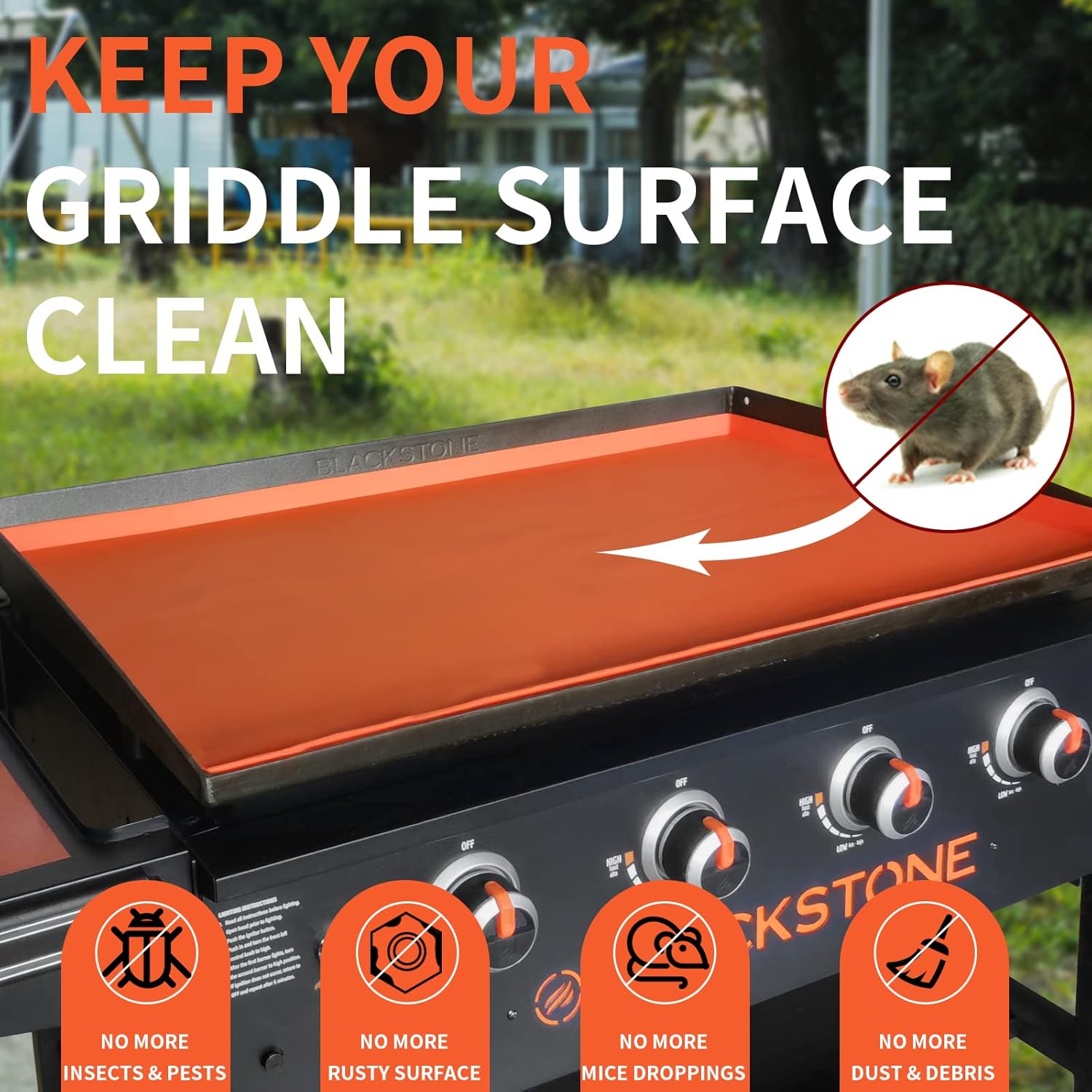 BSARTE 22 Inch Griddle Silicone Protective Mat Cover for Blackstone 22 Inch Griddle - Thicker Heavy Duty Food Grade Silicone Mat - All Season Cooking Surface Protective Cover
