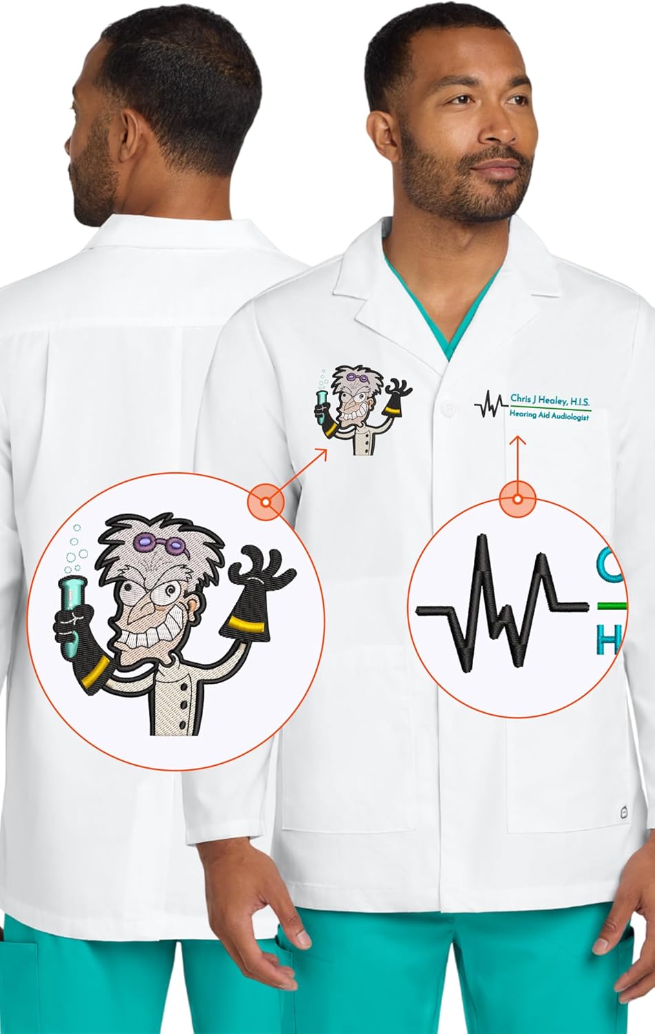 Personalized Embroidered Lab Coat Professional Lab Coat for Women & Men Custom with Name or Logo